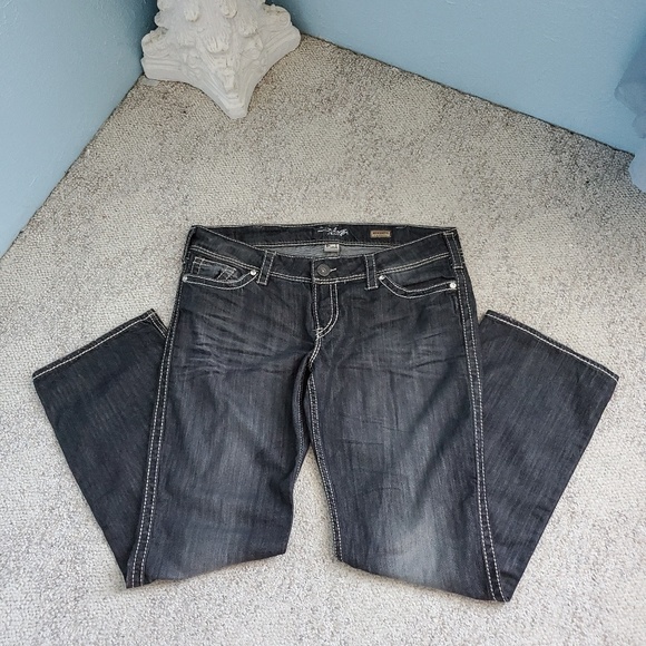 Silver Mickenzie slim bootcut distressed jeans D20 - Picture 8 of 8